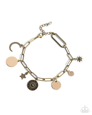 Complete Look - Astral Ambience Necklace & Astral Alias Bracelet - Brass Moon and Star - Set