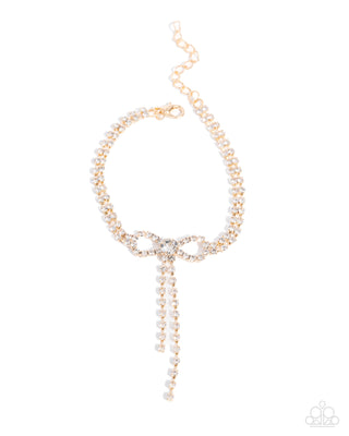 Complete Look - Dapper Delicacy Necklace & Dapper Delight Bracelet - Gold Bow - Set