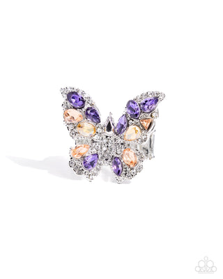 Complete Look - Aesthetic Admittance Necklace & Aerial Admittance Ring - Purple Butterfly Set