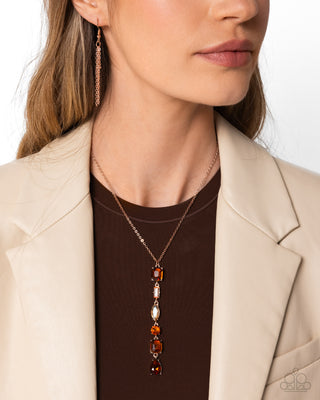 Complete Look - Gallery Gala Necklace & Cascading Class Earring - Brown - Set
