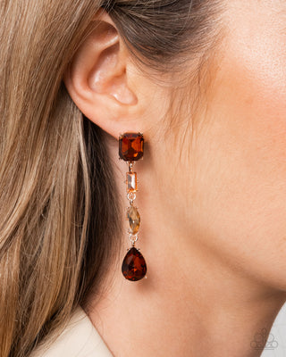 Complete Look - Gallery Gala Necklace & Cascading Class Earring - Brown - Set