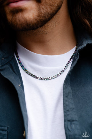 Industrial Identification - Multi - Oil Spill Chain Paparazzi Short Necklace