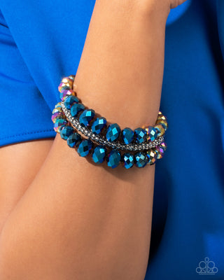 Truth Be BOLD - Multi - Blue and Oil Spill Faceted Bead Paparazzi Lobster Claw Bracelet - January 2025 Life of the Party Exclusive