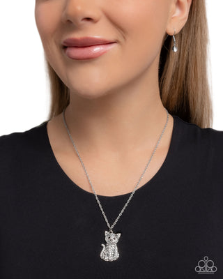 Cat Call - White - Silver Necklace