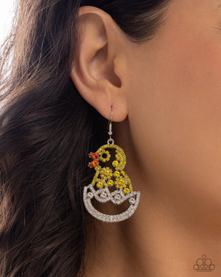 Chick Couture - Yellow - Rhinestone Paparazzi Fishhook Earrings - March 2025 Life of the Party Exclusive