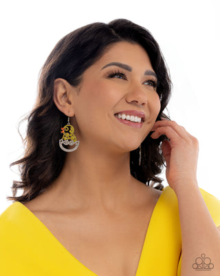 Chick Couture - Yellow - Rhinestone Paparazzi Fishhook Earrings - March 2025 Life of the Party Exclusive