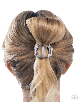 Romantic Rampage - Pink - Iridescent Rhinestone Heart Paparazzi Hair Claw Clip
