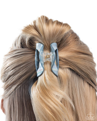 Striped Shopaholic - Multi - Blue Claw Clip