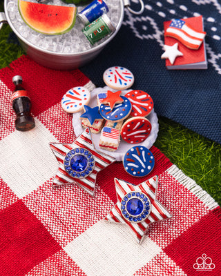 American Aesthetic - Multi - Americana Patriotic Rhinestone Star Paparazzi Post Earrings