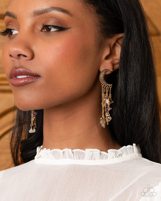 Crescent Call - Purple - Gold Earrings