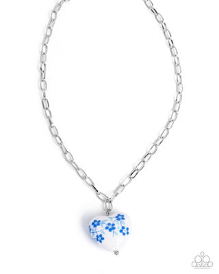 Painted Pact - Complete Look - Painted Ceramic Heart Set - Painted Poetry Necklace & Painted Proficiency Bracelet - Blue Set