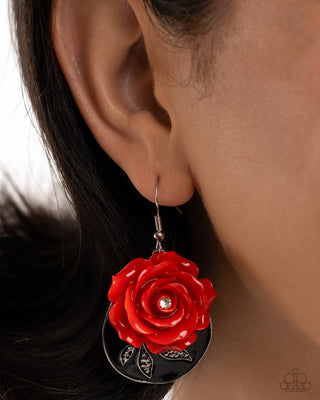 Rosy Reception - Complete Look - Red Rose Necklace Earrings