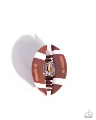 Touchdown Tale - Brown - Football Paparazzi Hair Claw Clip
