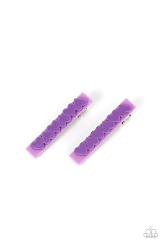 Cutely Cupid - Purple - Heart Paparazzi Hair Clips