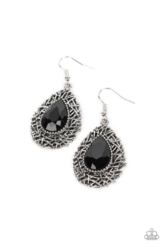 Nest Nouveau - Black - Teardrop Gem Paparazzi Fishhook Earrings