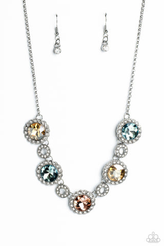 Gorgeous Gems - Multi - Blue, Peach, Gold Gem Paparazzi Short Necklace