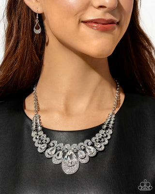 Infinite Idol - White - Teardrop Rhinestone Paparazzi Short Necklace - 2024 Empower Me Pink Exclusive