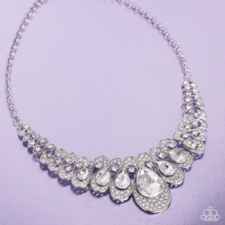 Infinite Idol - White - Teardrop Rhinestone Paparazzi Short Necklace - 2024 Empower Me Pink Exclusive