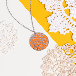 Colorfully Cottagecore - Orange - Mandala Pendant Paparazzi Short Necklace