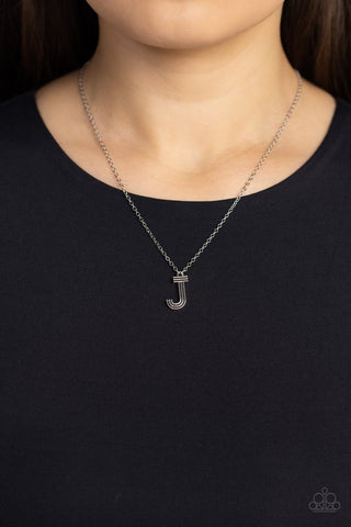 Leave Your Initials - Silver - Letter J Paparazzi Short Necklace