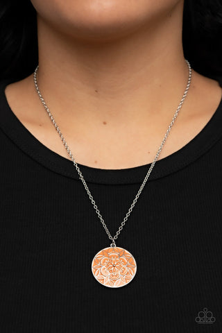 Colorfully Cottagecore - Orange - Mandala Pendant Paparazzi Short Necklace