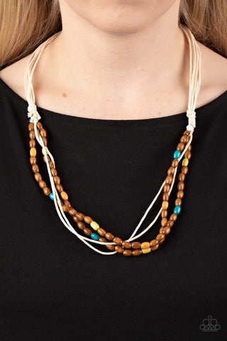 Summer Odyssey - Multi - Wooden Bead Corded Paparazzi Short Necklace