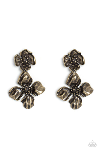 Gilded Grace - Brass - Flower Paparazzi Post Earrings
