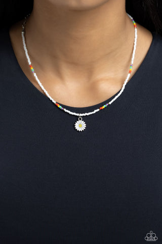 Charming Chance - Multi - White and Colored Seed Bead Daisy Flower Paparazzi Short Necklace