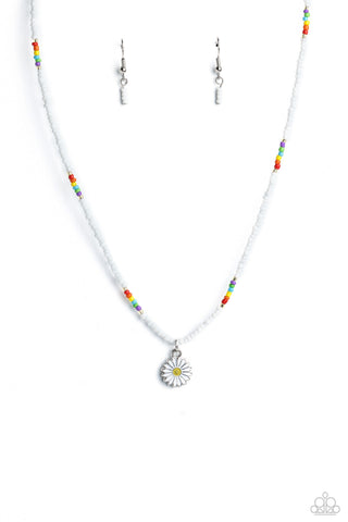 Charming Chance - Multi - White and Colored Seed Bead Daisy Flower Paparazzi Short Necklace