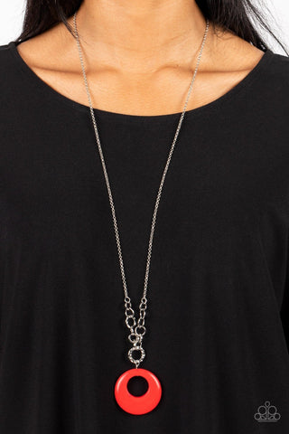 Hidden Dune - Red - Stone Hoop Paparazzi Long Necklace