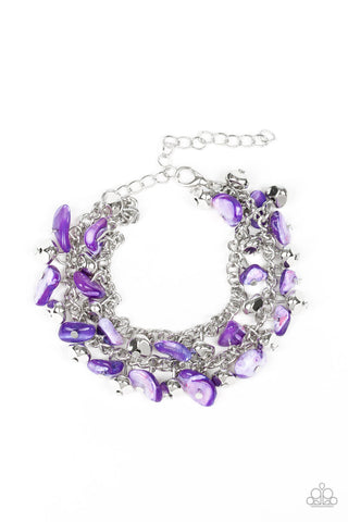 Plentiful Pebbles - Purple - Stone and Silver Bead Paparazzi Lobster Claw Bracelet