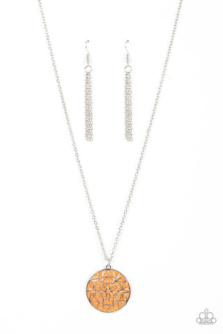 Colorfully Cottagecore - Orange - Mandala Pendant Paparazzi Short Necklace