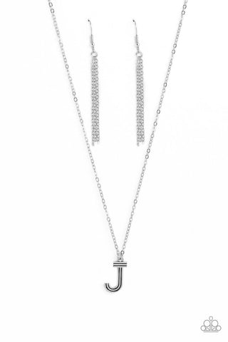 Leave Your Initials - Silver - Letter J Paparazzi Short Necklace