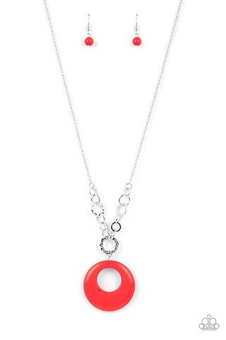 Hidden Dune - Red - Stone Hoop Paparazzi Long Necklace