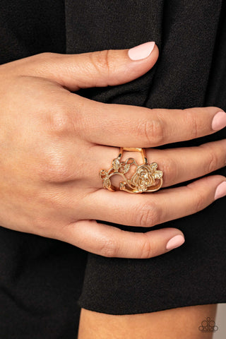 What ROSE Around - Gold - Flower Paparazzi Ring