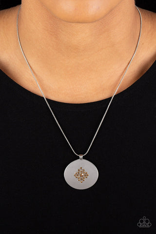 Center of the Cosmos - Brown - Rhinestone Starburst Paparazzi Short Necklace