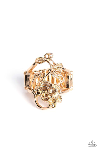 What ROSE Around - Gold - Flower Paparazzi Ring