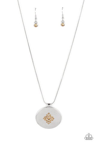 Center of the Cosmos - Brown - Rhinestone Starburst Paparazzi Short Necklace