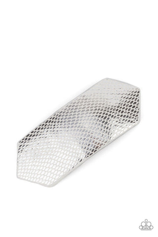Interstellar Safari - Silver - Metallic Snakeskin Paparazzi Hair Clip