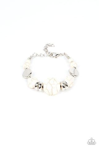 Mesa Vista - White - Round and Teardrop Stone Bead Paparazzi Lobster Claw Bracelet