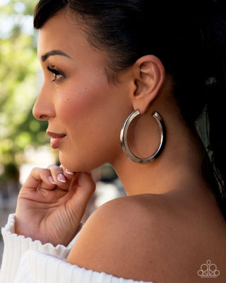 Sleek Spotlight - Silver - High-Sheen Paparazzi Hoop Earrings - August 2025 Meet Your Match Exclusive