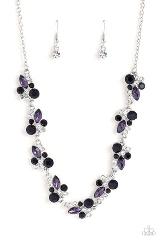 Swimming in Sparkles - Purple - Clustered Rhinestone Paparazzi Short Necklace