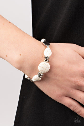 Mesa Vista - White - Round and Teardrop Stone Bead Paparazzi Lobster Claw Bracelet
