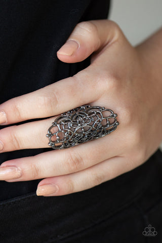 Mandala Magic Black Paparazzi Ring