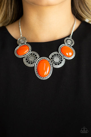 The Medallion-aire Orange Paparazzi Necklace