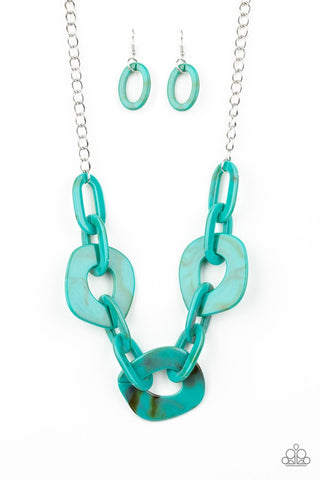Courageously Chromatic - Blue - Acrylic Paparazzi Short Necklace - 2019 Summer Party Pack Exclusive