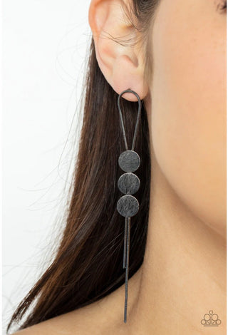 Bolo Beam Black Gunmetal Circle Paparazzi Post Earrings