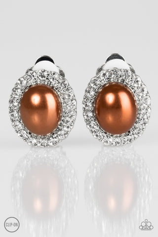 Romantically Regal Brown Paparazzi Clip-On Earrings