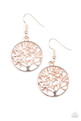 TREE Ring Circus Rose Gold Paparazzi Earrings