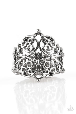 Victorian Valor Black Paparazzi Ring